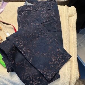 Old Navy Dark Blue Flocked Floral Pants